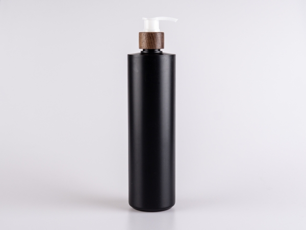Flasche "Tara" 500ml, matt-schwarz, mit Dispenser Walnut
