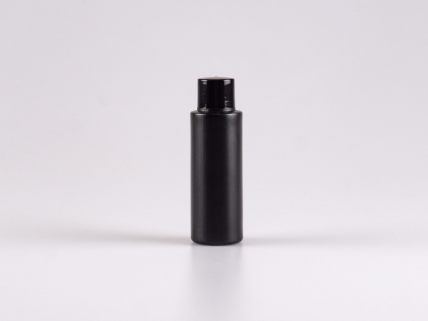 Flasche "Tara" 100ml, matt-schwarz, mit Schraubverschluss weiss/schwarz
