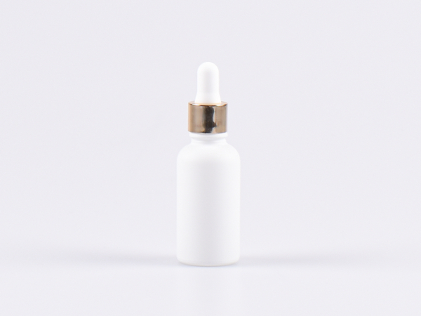 Weissglasflasche 30ml, mit Pipette gold