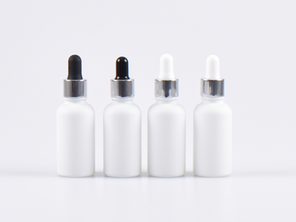 Weissglasflasche 30ml, mit Pipette silber-glanz