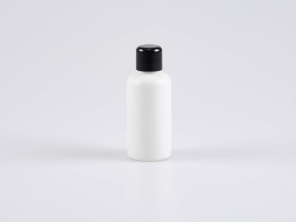 Weissglasflasche 50ml, mit Schraubverschluss schwarz