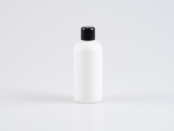 Weissglasflasche 100ml, mit Schraubverschluss schwarz