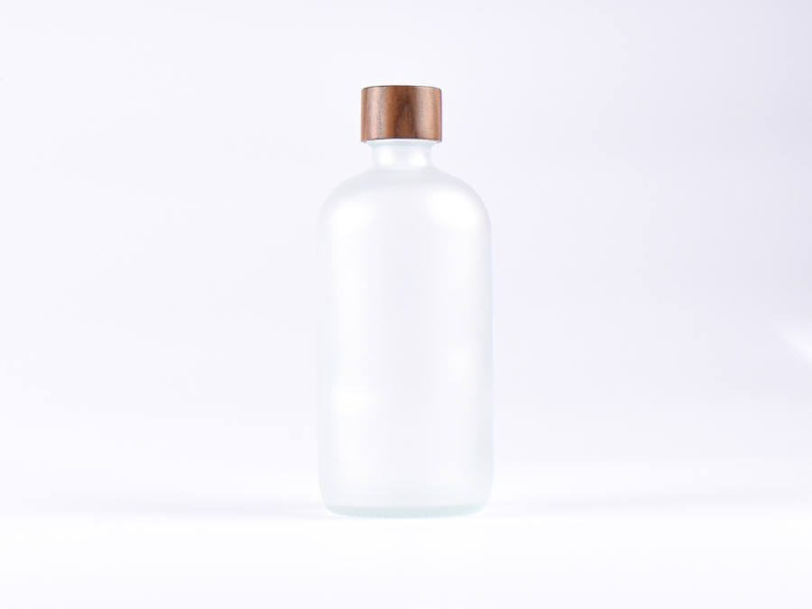Glasflasche säuremattiert, 500ml, mit Schraubverschluss Walnut