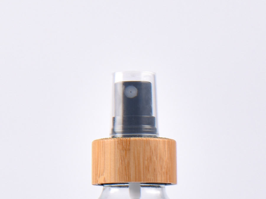 Schwarzglasflasche 500ml, mit Zerstäuber Bambus