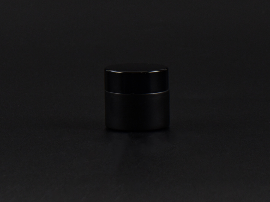 Schwarzglasdose, 10ml, mit Deckel schwarz