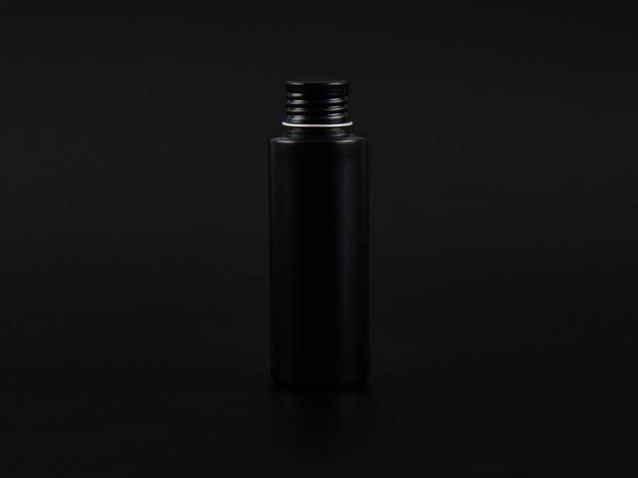 Flasche "Tara" 100ml, matt-schwarz, mit Aluminiumdeckel