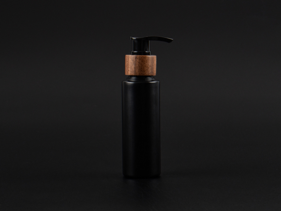 Flasche "Tara" 100ml, matt-schwarz, mit Dispenser Walnut