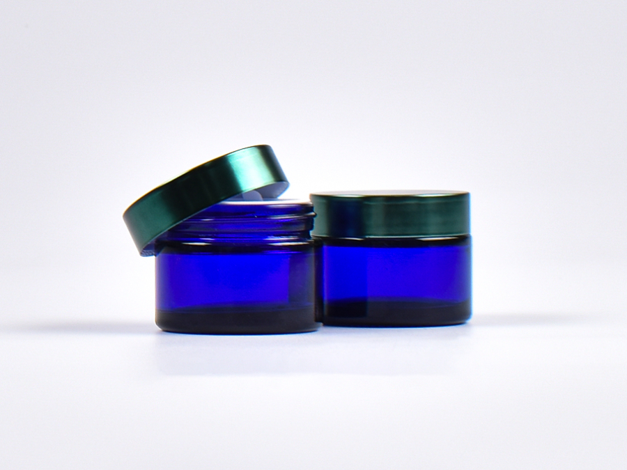 Blauglasdose 50ml, mit Deckel grün