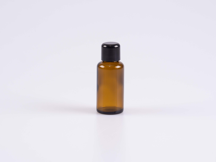 Braunglasflasche 30ml, mit Schraubverschluss schwarz