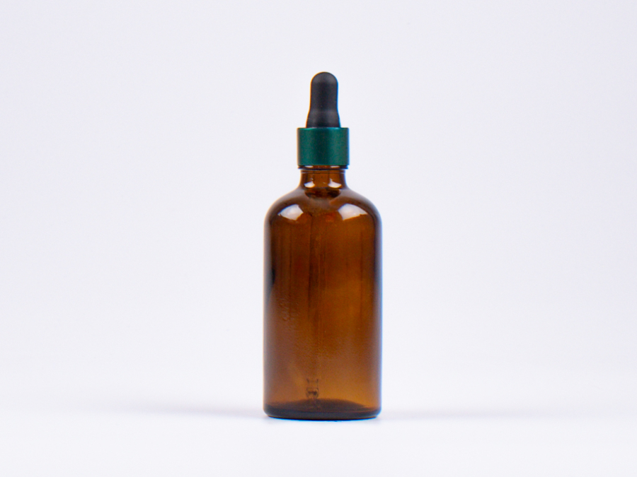 Braunglasflasche 100ml, mit Pipette grün-matt