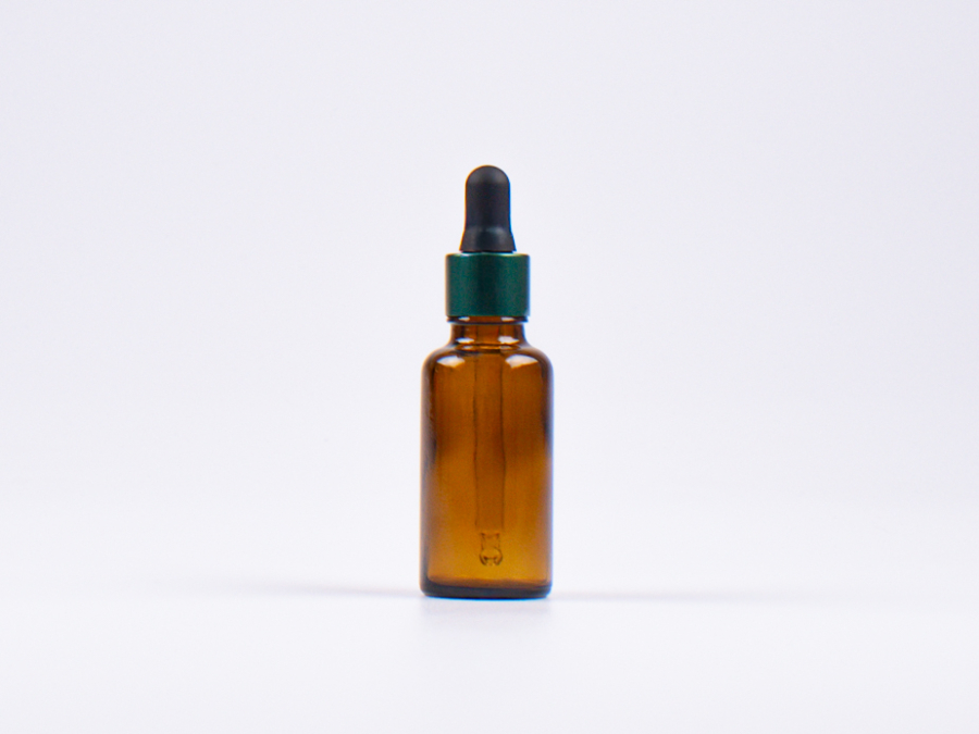 Braunglasflasche 30ml, mit Pipette grün-matt