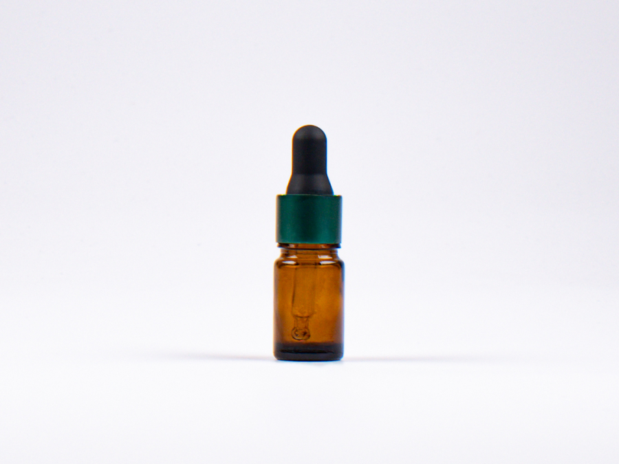 Braunglasflasche 5ml, mit Pipette grün-matt