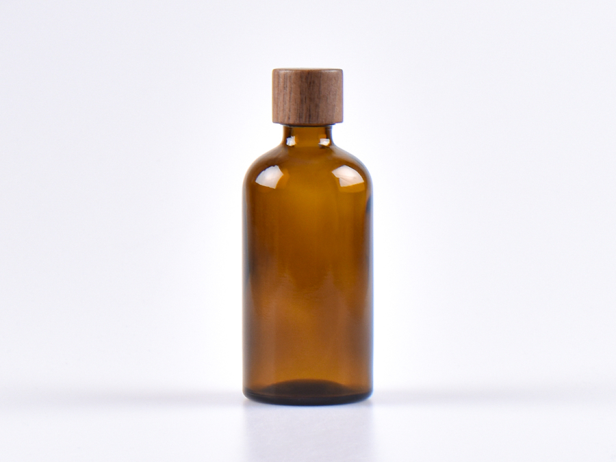 Braunglasflasche 100ml, mit Schraubverschluss Walnut