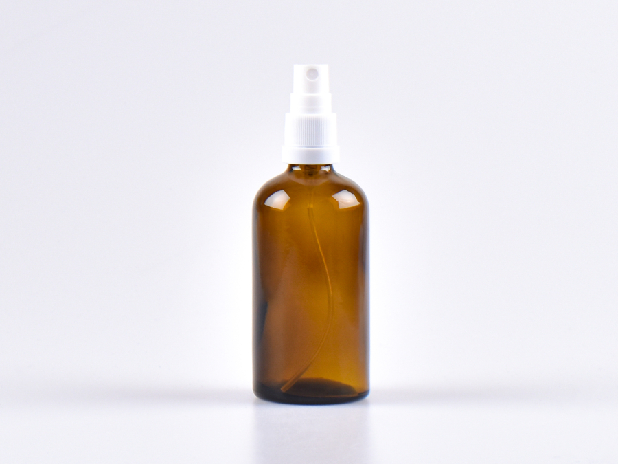 Braunglasflasche 100ml,  mit Zerstäuber Kunststoff