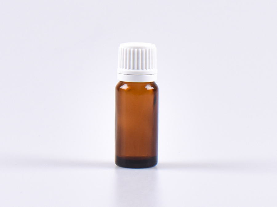 Braunglasflasche 10ml, mit Tropfmontur OV, geriffelt