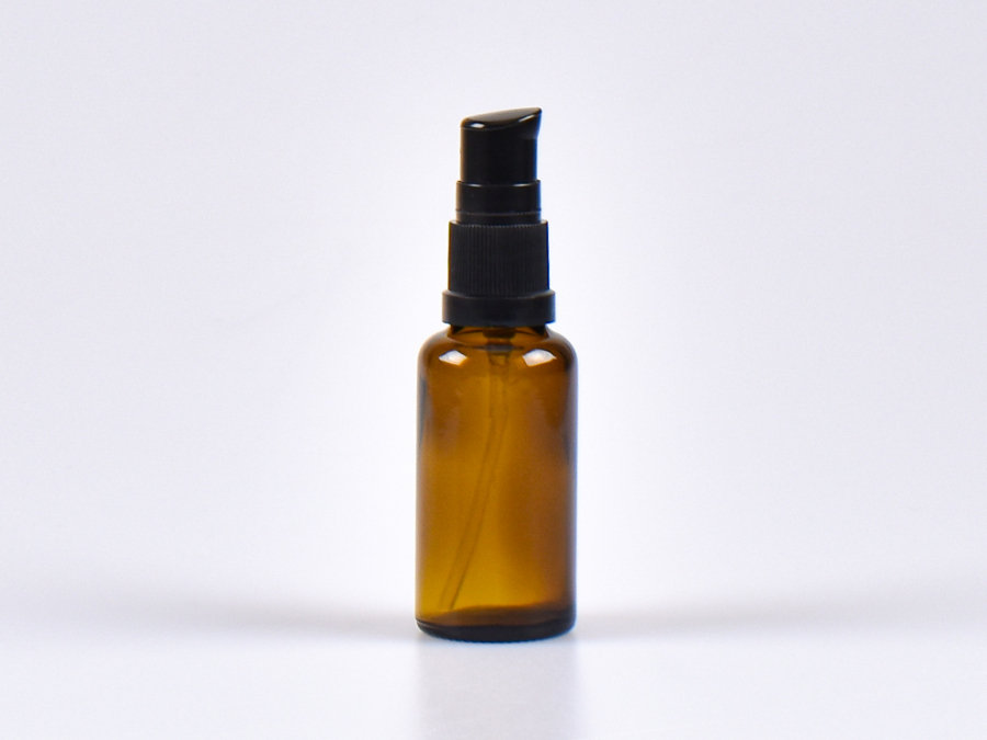 Braunglasflasche 30ml, mit Lotionspumpe Kunststoff