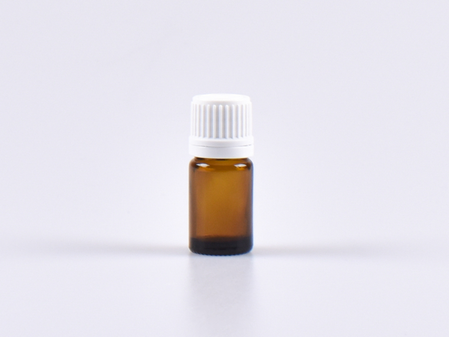 Braunglasflasche 5ml, mit Tropfmontur OV, geriffelt