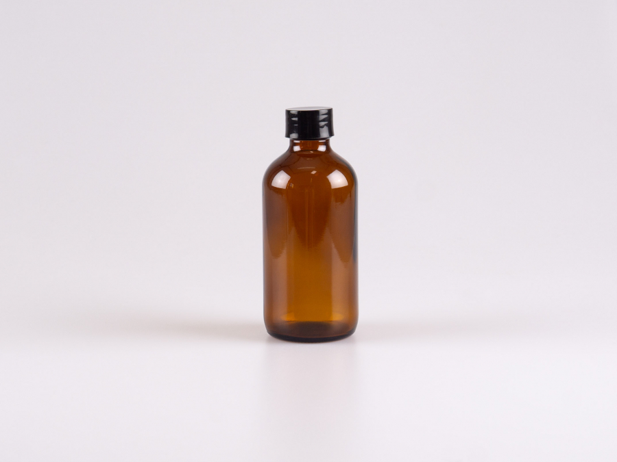 Braunglasflasche 220ml, mit Schraubverschluss schwarz