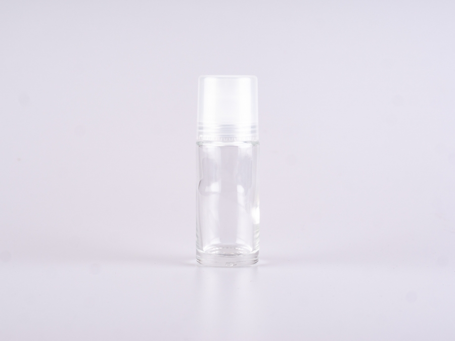 Roll-On-Flasche/Deoflasche 50ml, Glas,Deckel schwarz/weiss/transparent
