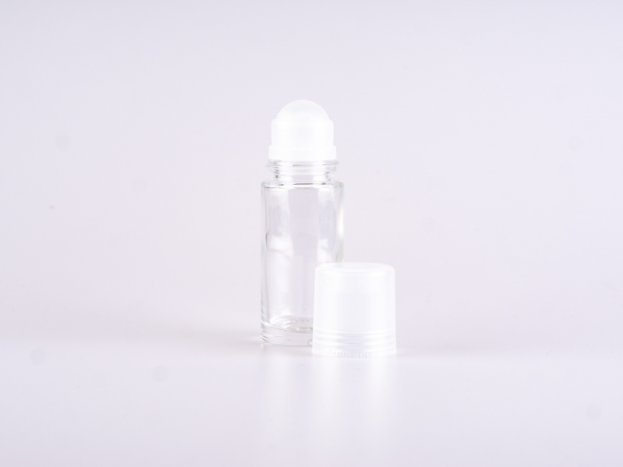 Roll-On-Flasche/Deoflasche 50ml, Glas,Deckel schwarz/weiss/transparent
