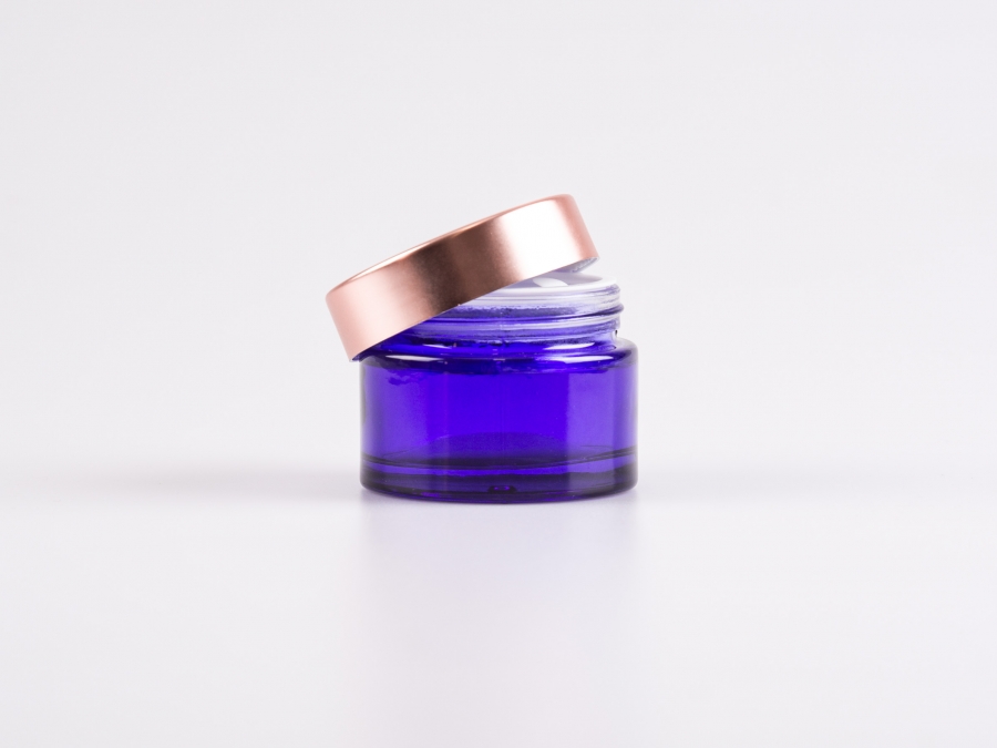 Blauglasdose, 50ml, mit Deckel rosé