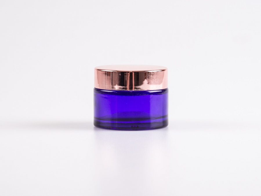 Blauglasdose, 30ml, mit Deckel rosé