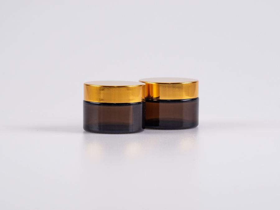 Schwarzglasdose, 30ml, mit Deckel gold