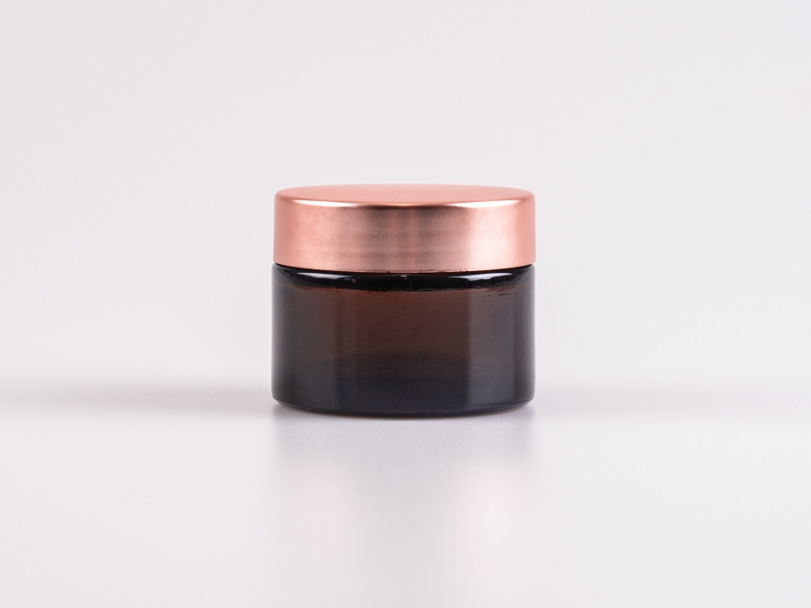Braunglasdose, 50ml, mit Deckel rosé