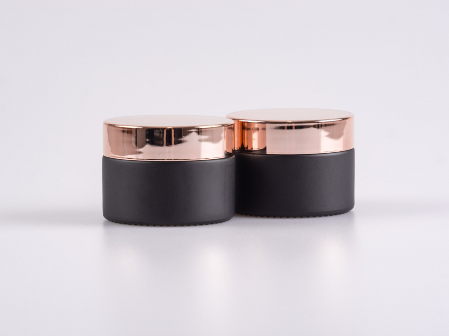Schwarzglasdose, 30ml, mit Deckel rosé