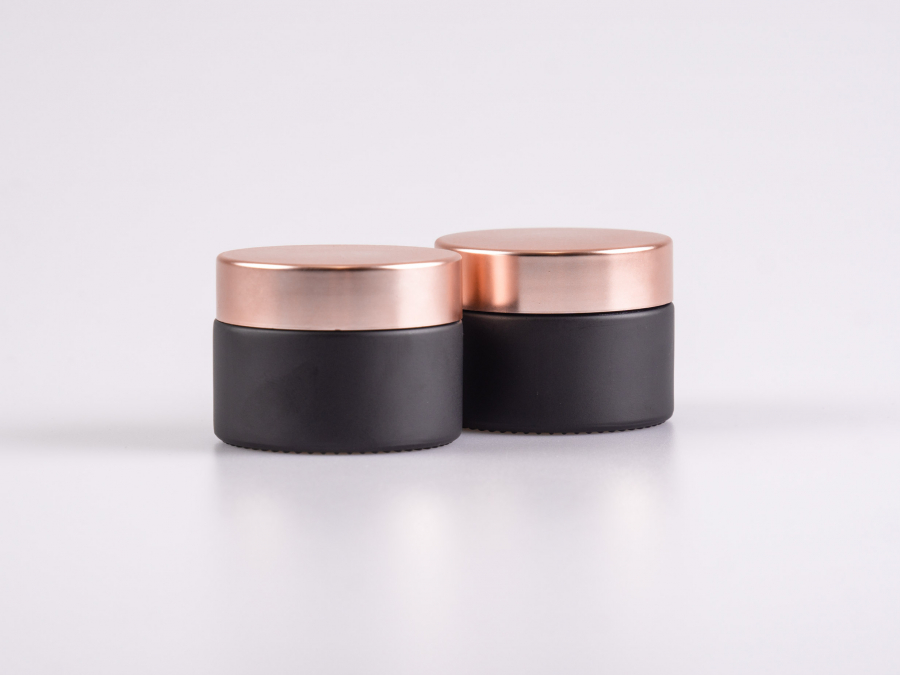 Schwarzglasdose, 30ml, mit Deckel rosé