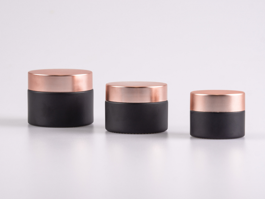 Schwarzglasdose, 30ml, mit Deckel rosé