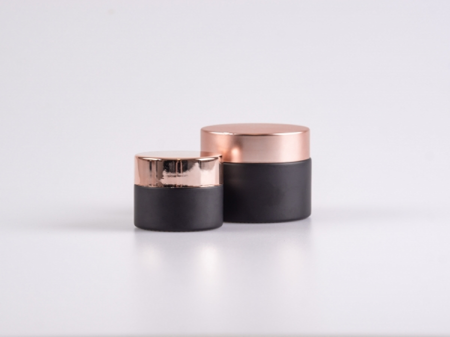 Schwarzglasdose, 30ml, mit Deckel rosé