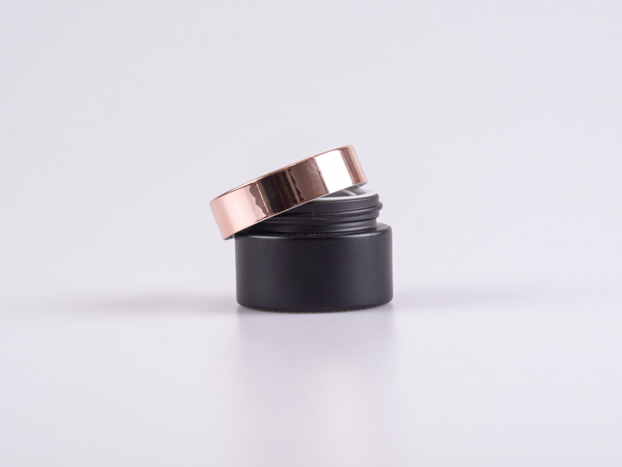 Schwarzglasdose, 30ml, mit Deckel rosé