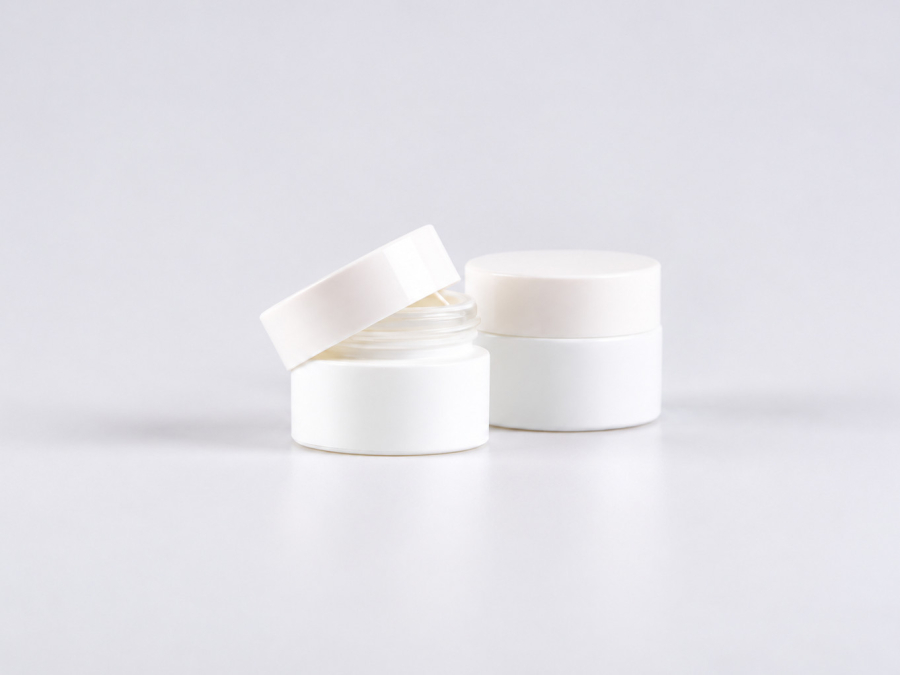 Weissglasdose 15 ml – Deckel Weiss