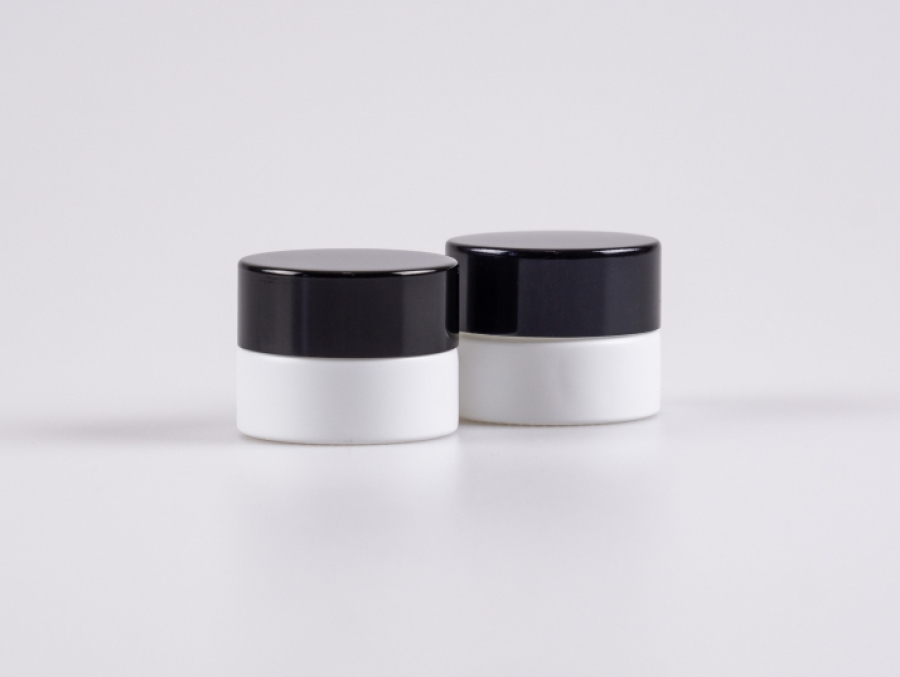 Weissglasdose 7 ml –  Deckel Schwarz