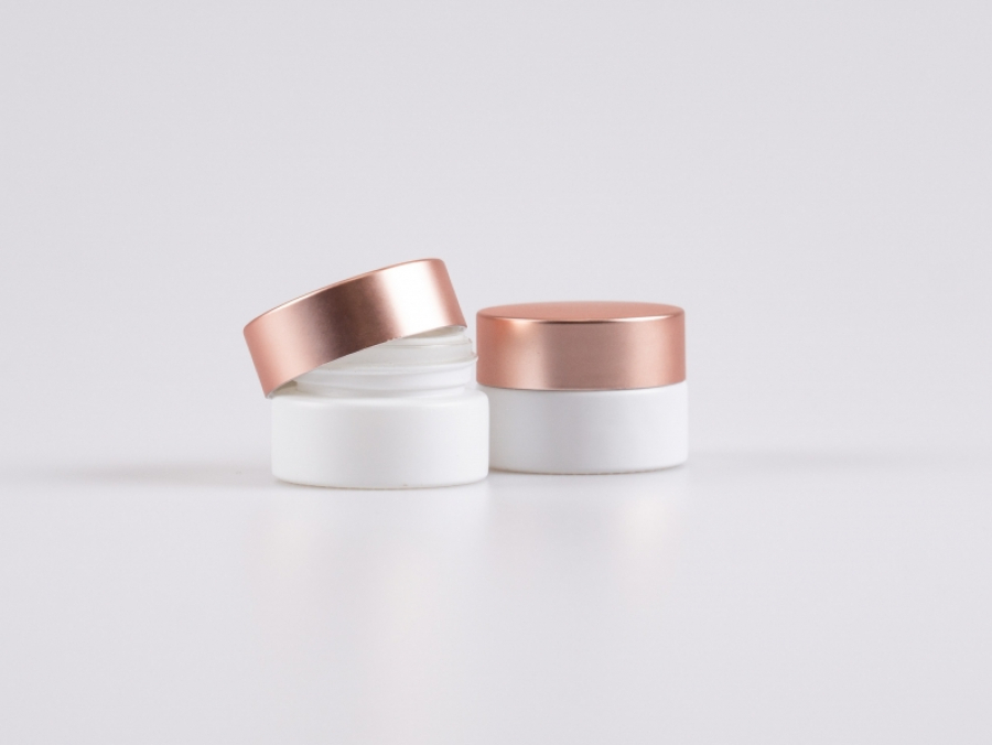 Weissglasdose 7 ml – Deckel Rosé