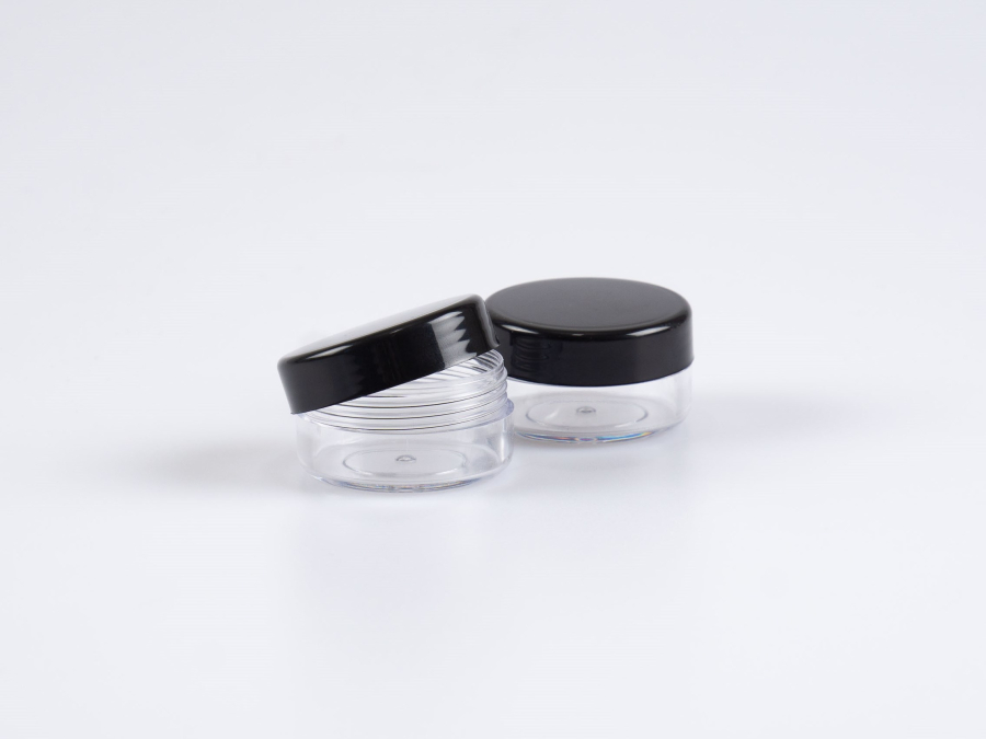 Dose, 10ml, transparent, Deckel schwarz-weiss - FEHLERHAFT, Pack à 50 Stk.