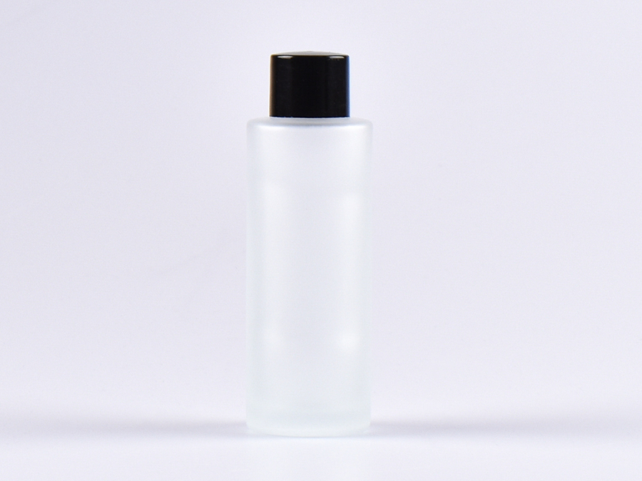 Glasflasche säuremattiert, 100ml, mit Schraubverschluss weiss/schwarz
