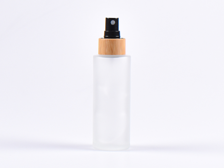 Glasflasche säuremattiert, 100ml, mit Zerstäuber Bambus