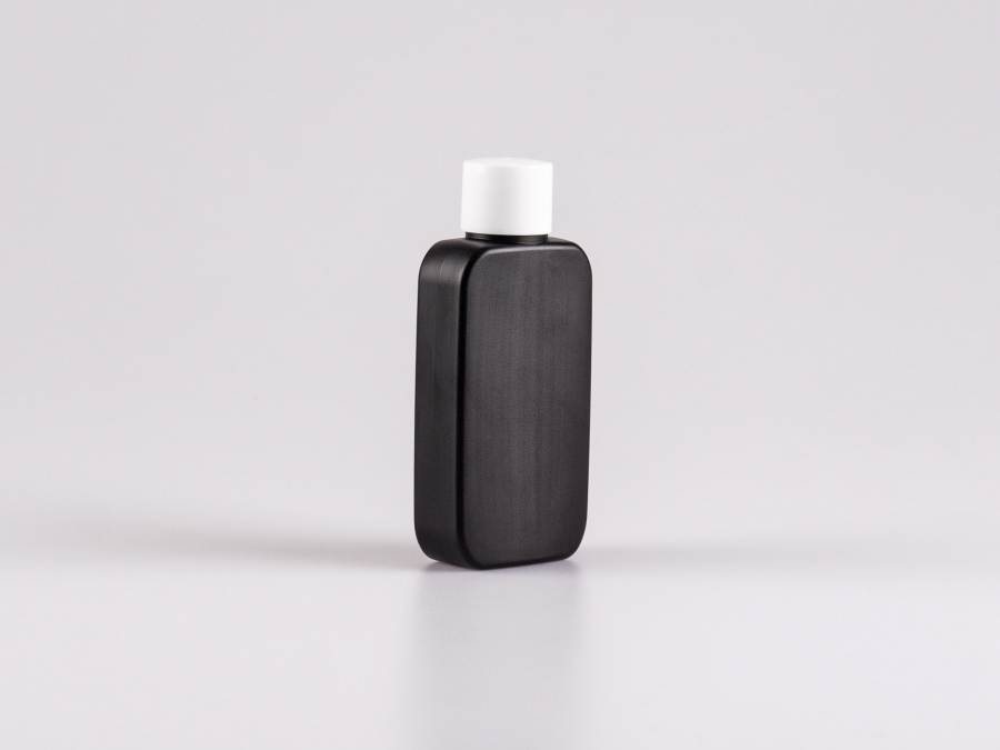 Flasche "Henry", 100ml, HDPE, mit Schraubverschluss weiss/schwarz