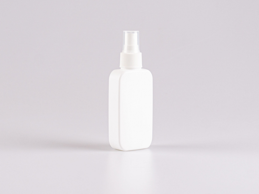Flasche "Henry", 100ml, HDPE, mit Zerstäuber weiss