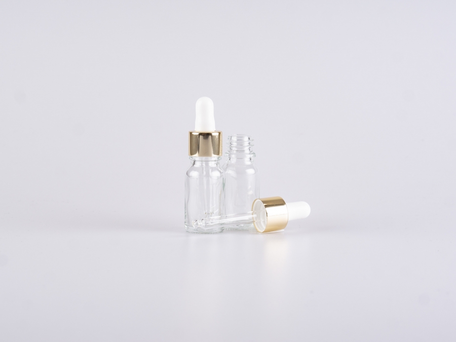 Klarglasflasche 10ml, mit Pipette gold