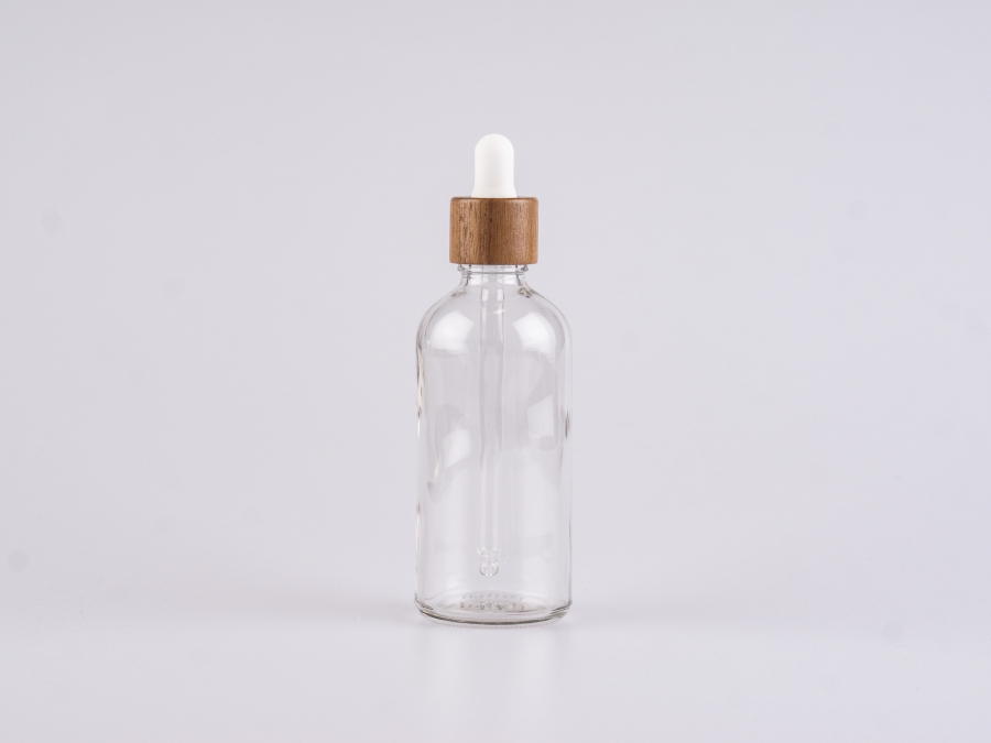 Klarglasflasche 100ml, mit Pipette Walnut