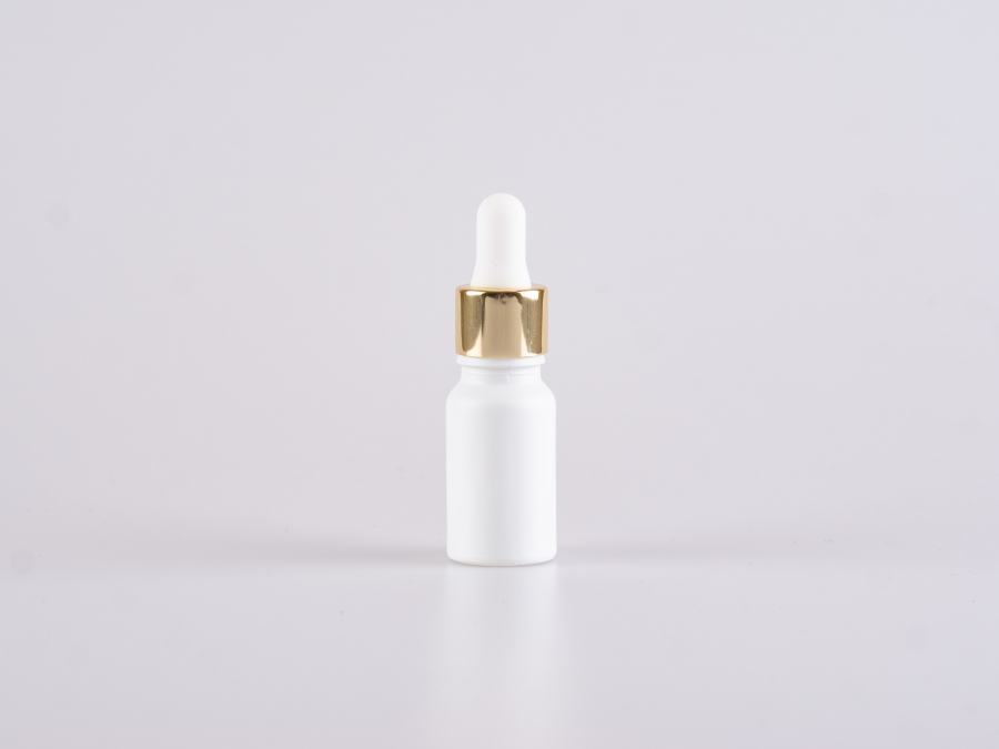 Weissglasflasche 10ml, mit Pipette gold