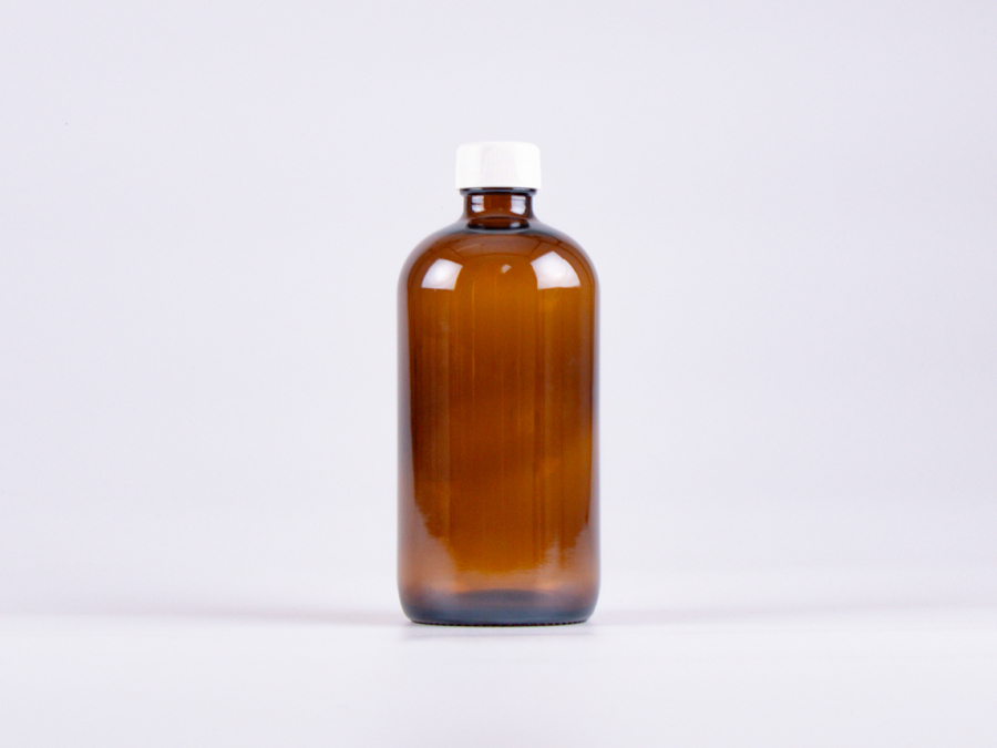 Braunglasflasche 500ml, mit Schraubverschluss schwarz/weiss