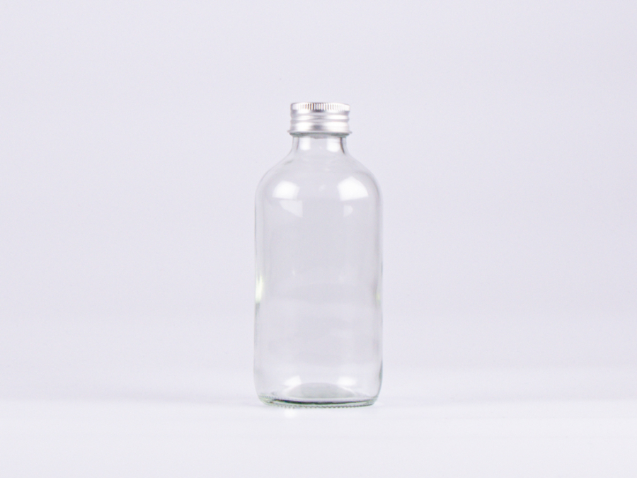 Klarglasflasche 250ml, mit Schraubverschluss Aluminium