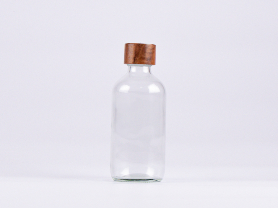 Klarglasflasche 250ml, mit Schraubverschluss Walnut