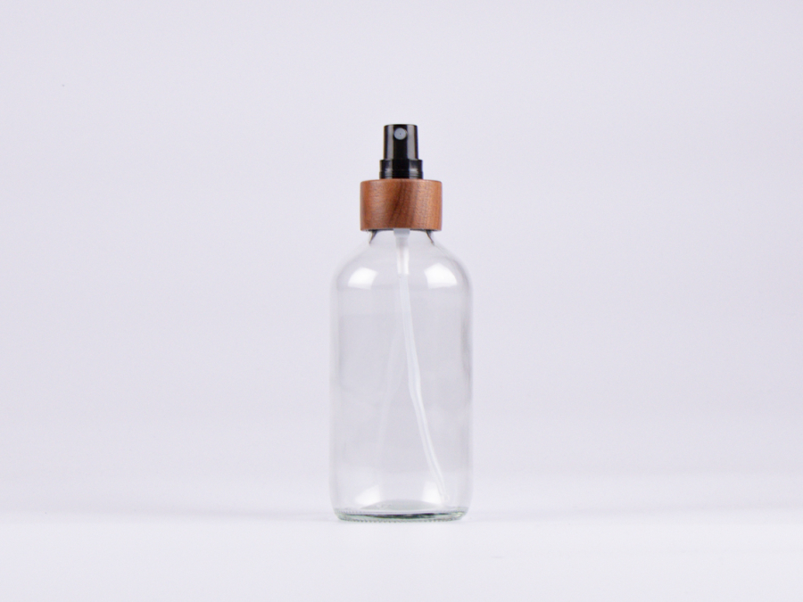 Klarglasflasche 250ml, mit Zerstäuber Walnut