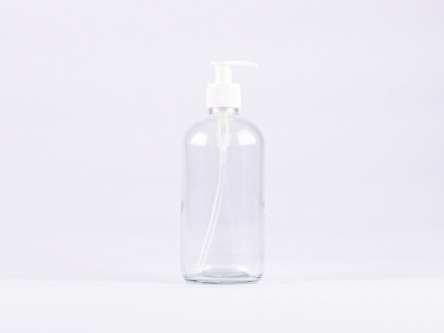 Klarglasflasche 500ml, mit Dispenser schwarz/weiss