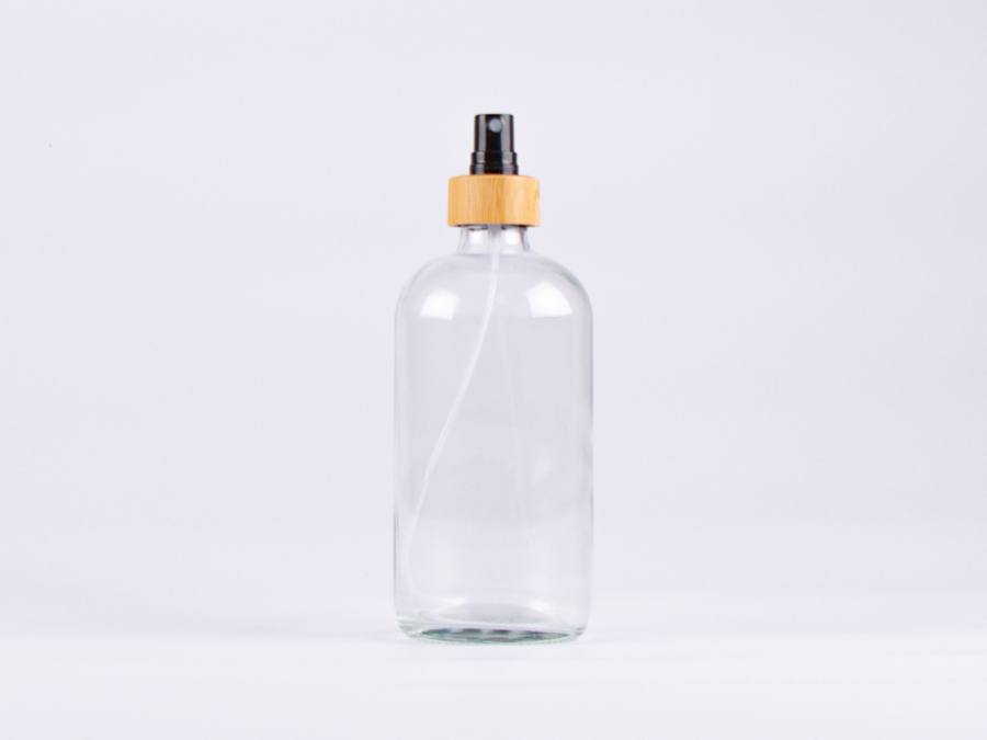 Klarglasflasche 500ml, mit Zerstäuber Bambus